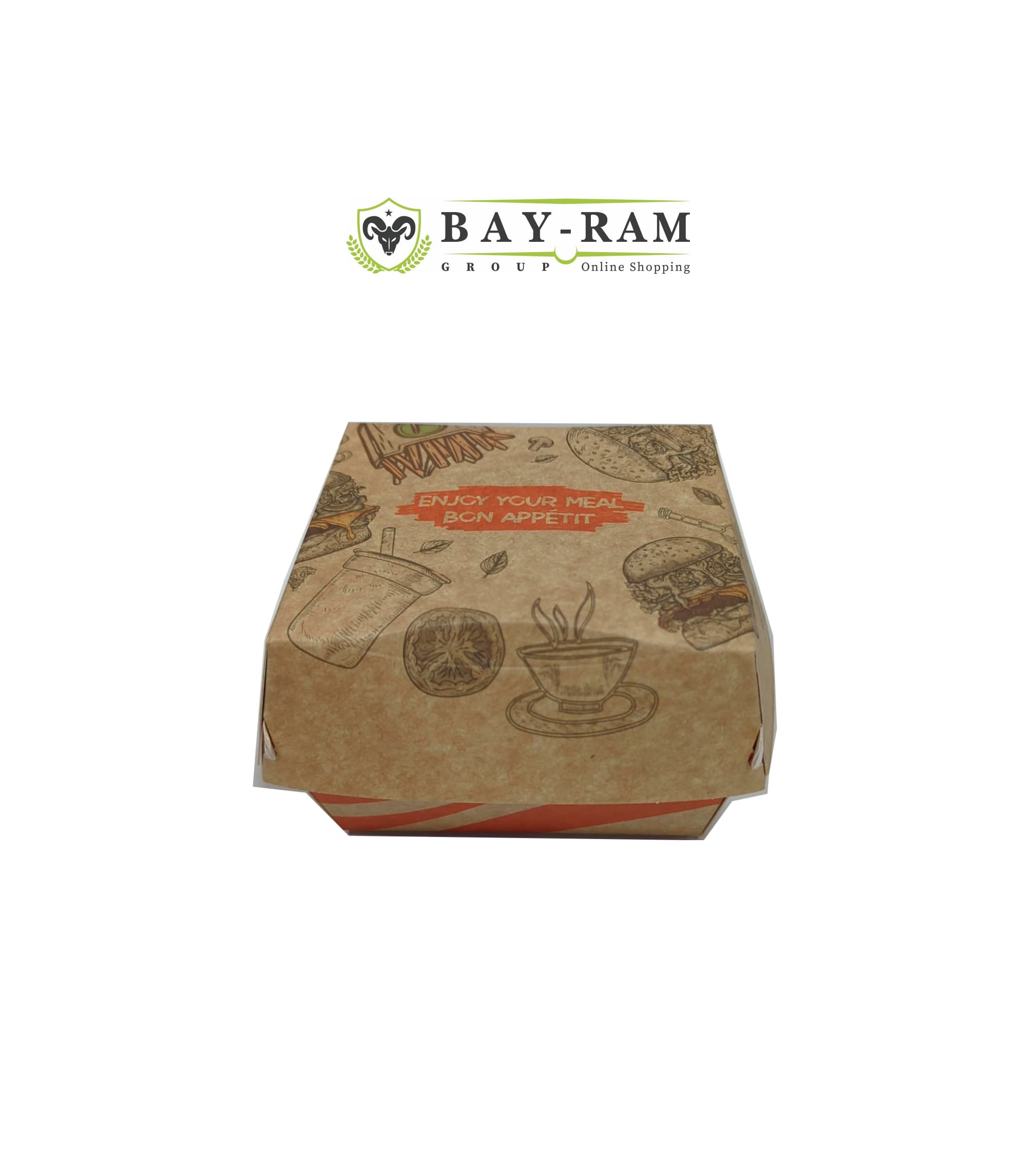 BB6 BB5 (Orange) Kraft Burger Boxes