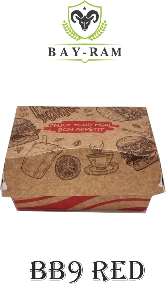 BB9 (Red) Kraft Takeaway Chips Boxes