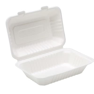 Bagasse BHB10 White Clamshell Fish and Chips Box (N10)