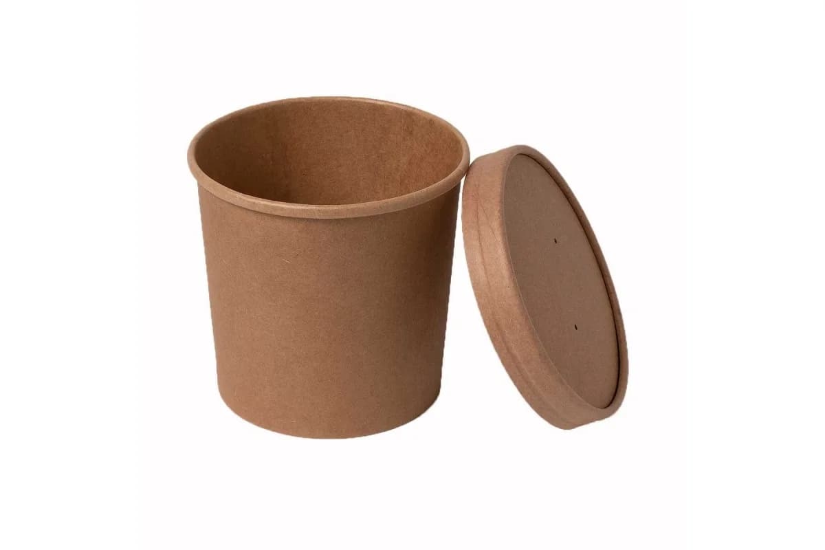 8 oz Kraft Paper Pots/Cups With Lids